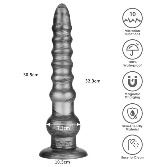 Lovetoy King Sized - vibrators liels 32 cm pelēks