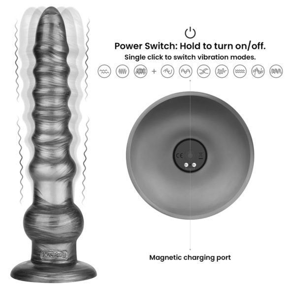 Lovetoy King Sized - vibrators liels 32 cm pelēks
