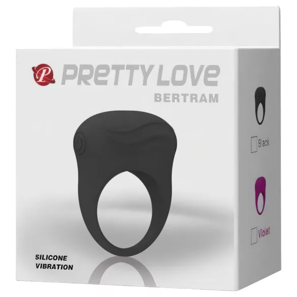 Pretty Love Bertram - vibrējošs ūdensizturīgs erekcijas gredzens melns