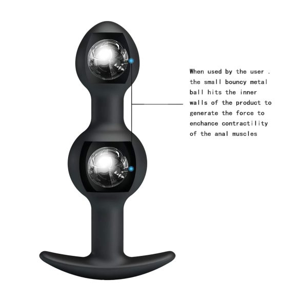 Pretty Love - anālais dildo ar iekšējo lodīti melns