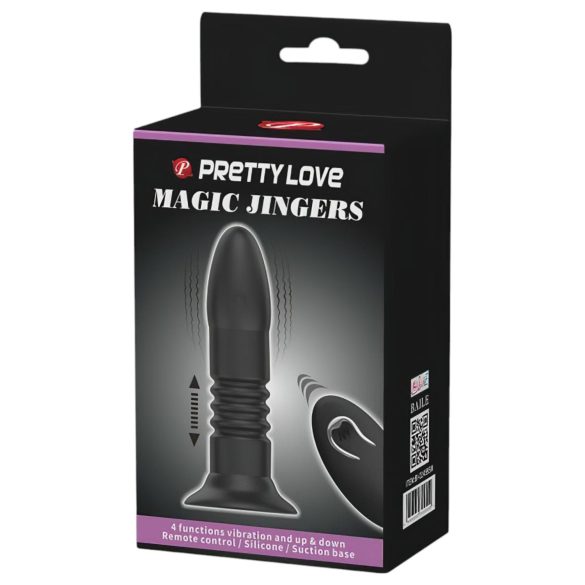 Pretty Love Magic Jinger - anālais vibrators ar kustību, melns