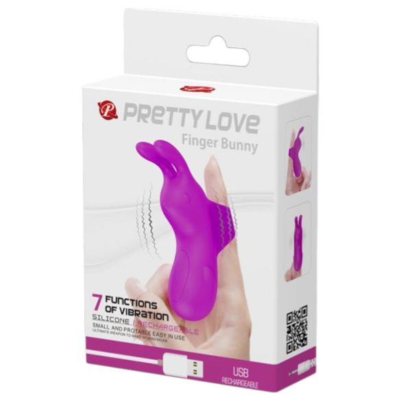 Pretty Love Bunny - pirkstu vibrators ar zaķa ausīm violets