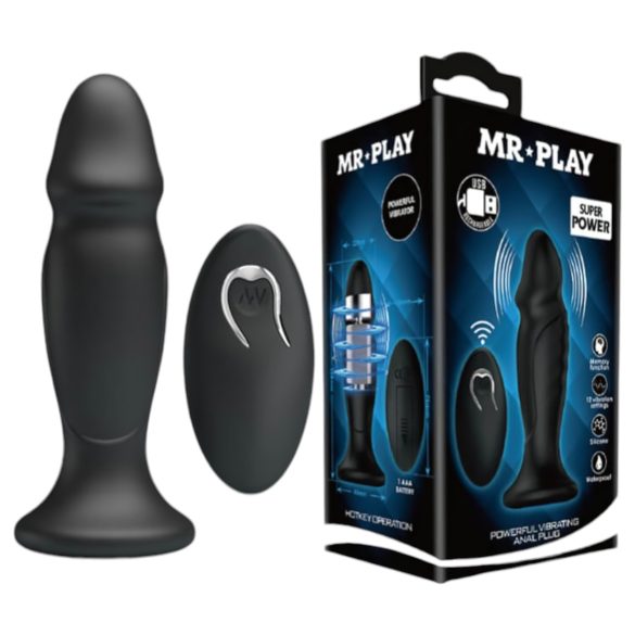 MR. PLAY - bezvadu anālais vibrators ar akumulatoru (melns)