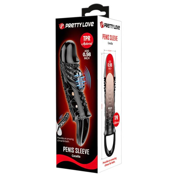 Pretty Love Cecelia - erekcijas gredzens ar vibrāciju un dzimumlocekļa uzmava