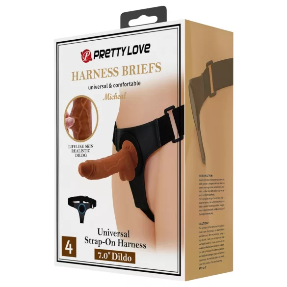Pretty Love strap-ons ar universālu dildo 17 cm melns