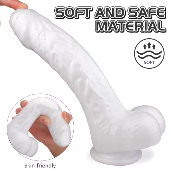 Sex HD Martin - reālistisks dildo ar sēkliniekiem un piesūcekni balts