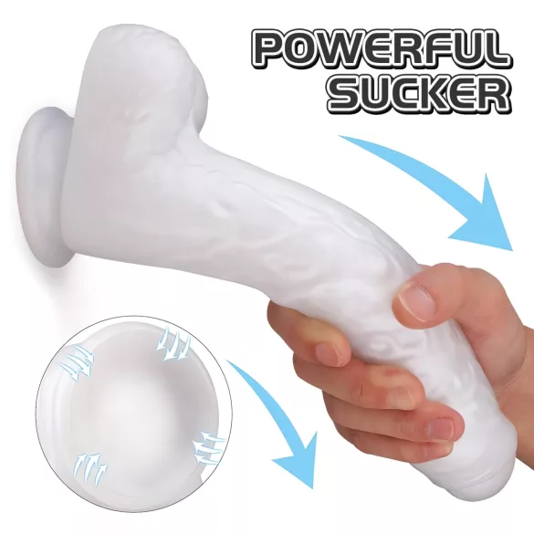 Sex HD Martin - reālistisks dildo ar sēkliniekiem un piesūcekni balts