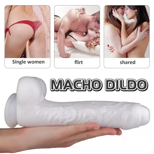 Sex HD Martin - reālistisks dildo ar sēkliniekiem un piesūcekni balts