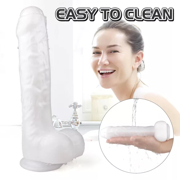 Sex HD Martin - reālistisks dildo ar sēkliniekiem un piesūcekni balts