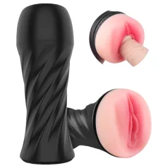   Sex HD Marcus - dzīvā silikona maksts futrālī (melna-dabiska)