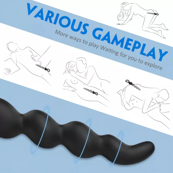 Sex HD Steven - anālais dildo ar pērlītēm melns
