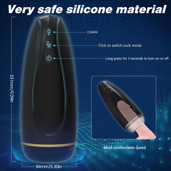 Sex HD Hawk - vīriešu masturbators ar vibrāciju un sūkšanu, melns/balts