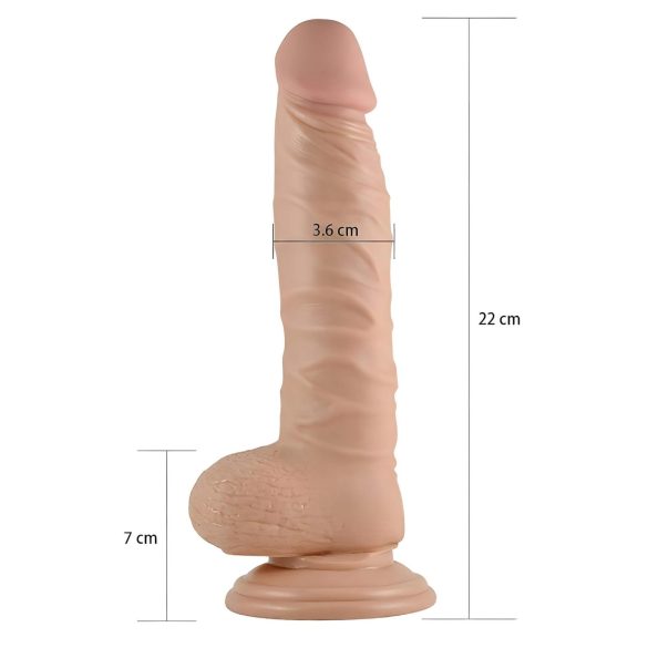 Lovetoy Real Extreme - piesūcekņa dildo 21cm bēšs