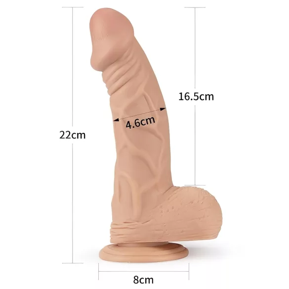 Lovetoy Real Extreme - dildo ar piesūcekni - 23 cm (naturāls)
