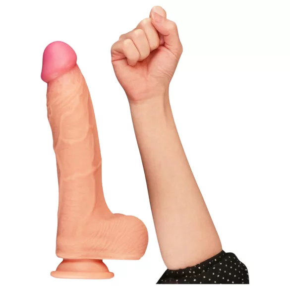 Lovetoy dildo ar reālistisku izskatu, divslāņu, 25 cm, miesas krāsas