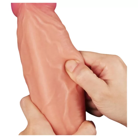 Lovetoy dildo ar reālistisku izskatu, divslāņu, 25 cm, miesas krāsas