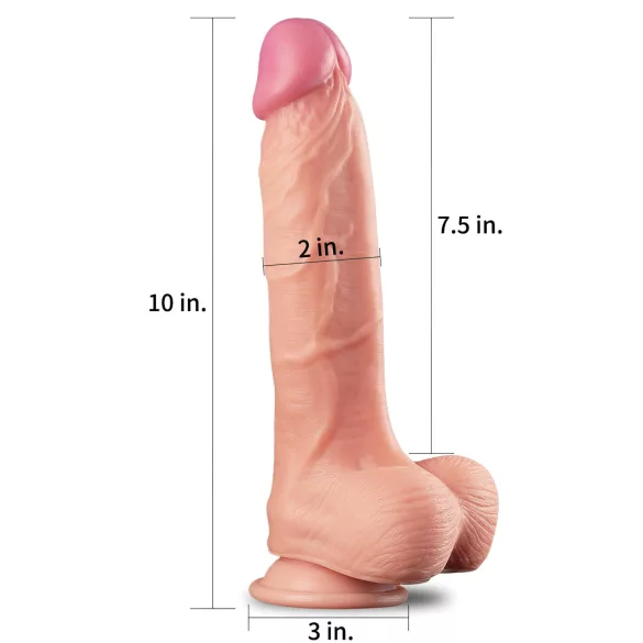Lovetoy dildo ar reālistisku izskatu, divslāņu, 25 cm, miesas krāsas