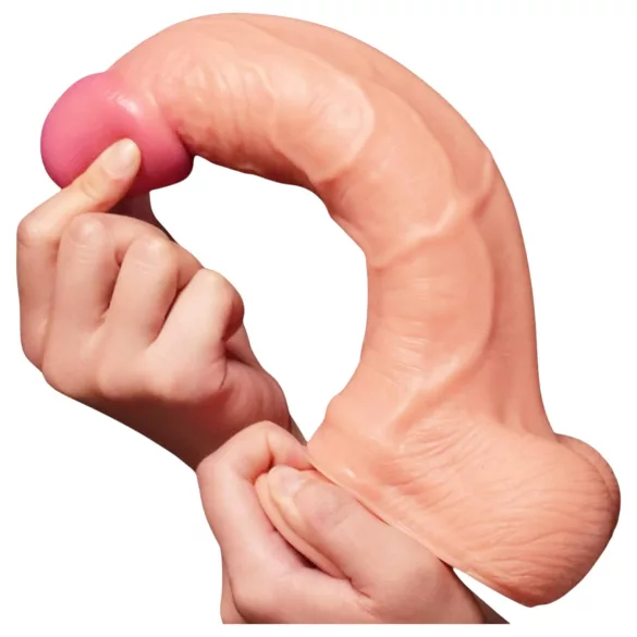 Lovetoy dildo ar reālistisku izskatu, divslāņu, 25 cm, miesas krāsas