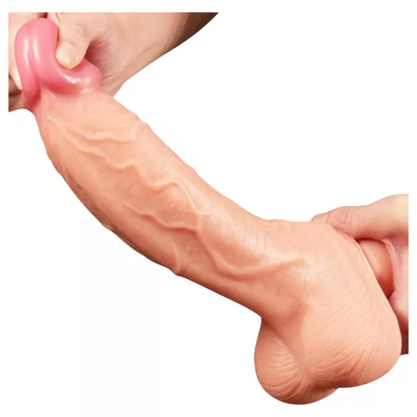 Lovetoy dildo ar reālistisku izskatu, divslāņu, 25 cm, miesas krāsas