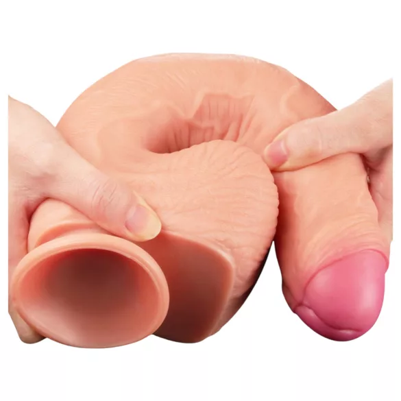 Lovetoy realistisks dildo ar dubulto slāni 28 cm miesas krāsā