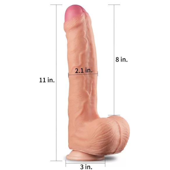 Lovetoy realistisks dildo ar dubulto slāni 28 cm miesas krāsā