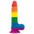 Lovetoy Prider - autentisks dildo ar sēkliniekiem - 20 cm (varavīksne)