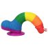 Lovetoy Prider - autentisks dildo ar sēkliniekiem - 20 cm (varavīksne)