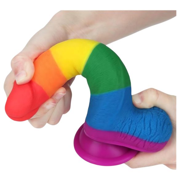 Lovetoy Prider - reālistisks dildo ar sēkliniekiem 20cm varavīksnes krāsā