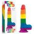 Lovetoy Prider - autentisks dildo ar sēkliniekiem - 20 cm (varavīksne)