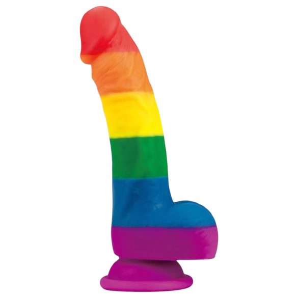 Lovetoy Prider - dzīvs silikona dildo - 19cm (varavīksne)