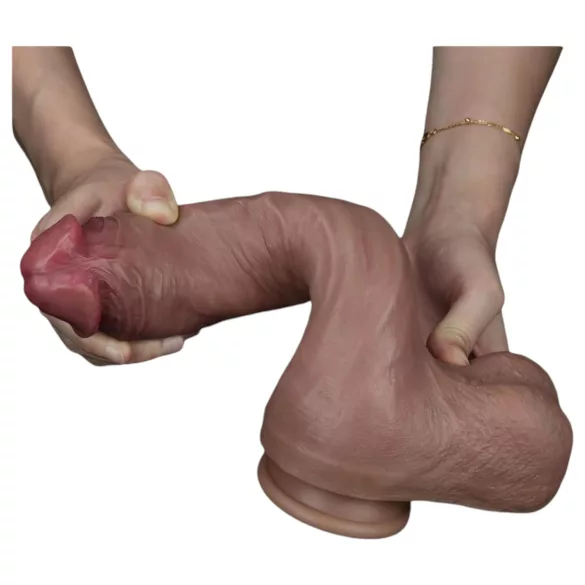 Lovetoy dildo ar dubulto slāni, realistisks, 26 cm, miesas krāsā