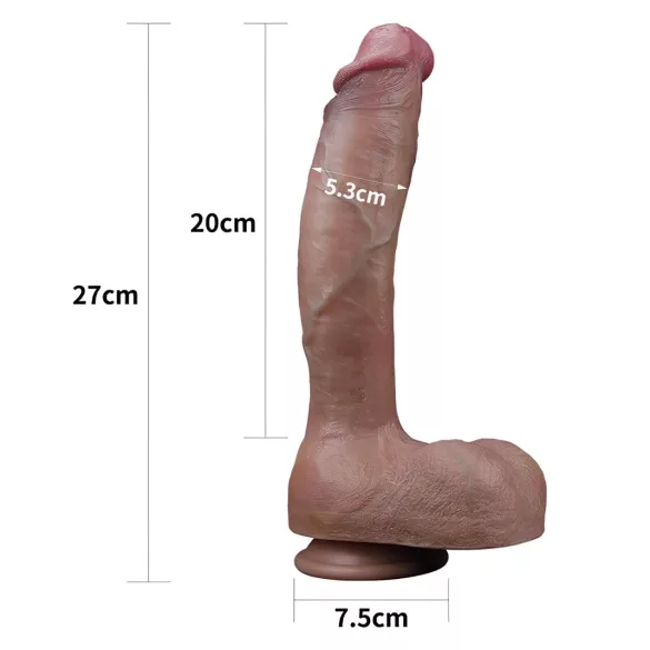 Lovetoy dildo ar dubulto slāni, realistisks, 26 cm, miesas krāsā