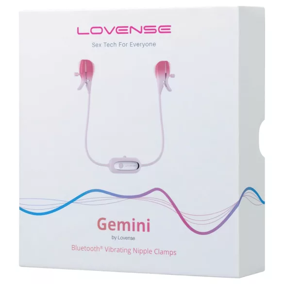 Lovense Gemini - lietotnes vadāmi vibrējošie krūšu galu skavotāji (rozā)