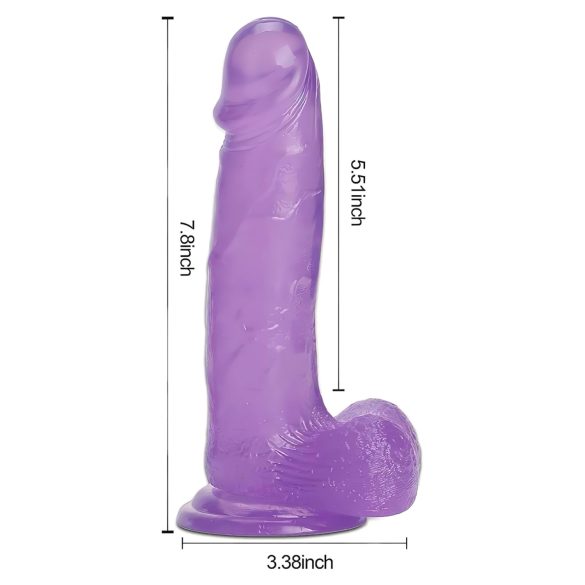 Tracy's Dog dildo ar sēkliniekiem un piesūcekni, violets, 20 cm