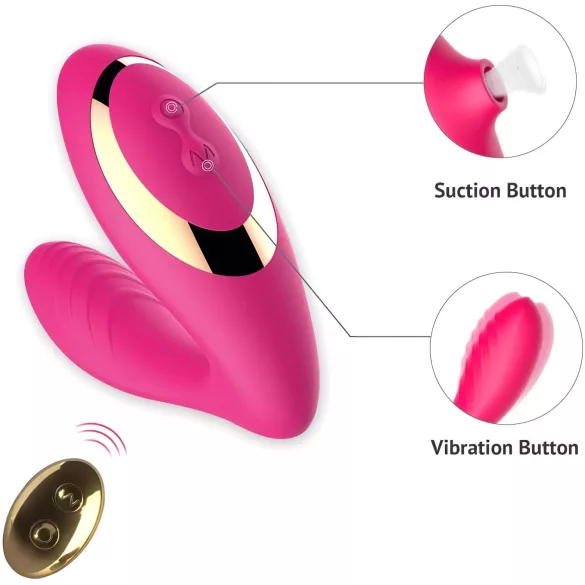 Tracy's Dog 2 - sieviešu 2in1 vibrators ar gaisa viļņu stimulāciju rozā