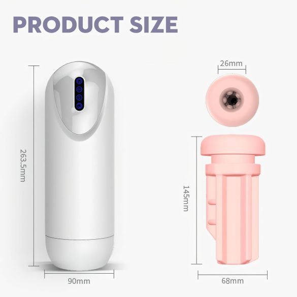 Leopard - vīriešu masturbators ar kustīgu, vibrējošu funkciju baltā krāsā