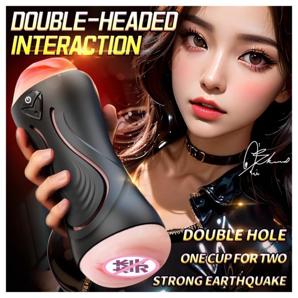 Leopard - mutvārdu un maksts vibrators vīriešiem, naturālais