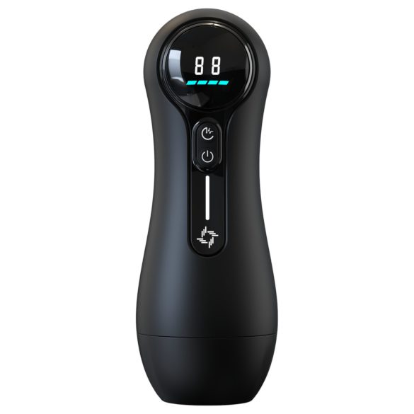 Leopard - vīriešu masturbators ar vakuuma funkciju, melns