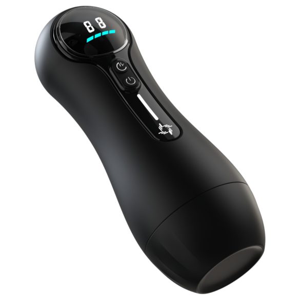 Leopard - vīriešu masturbators ar vakuuma funkciju, melns