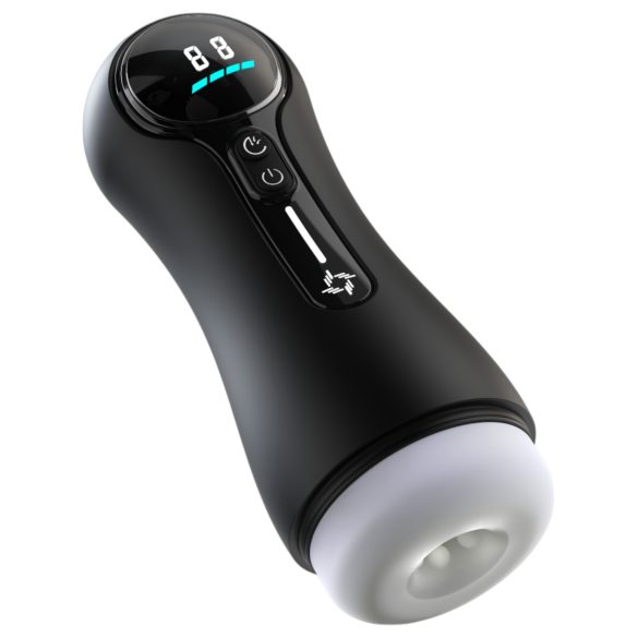 Leopard - vīriešu masturbators ar vakuuma funkciju, melns