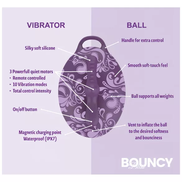 Bouncy Bliss Classic - uzpūšams spilvens ar vibrāciju, violets