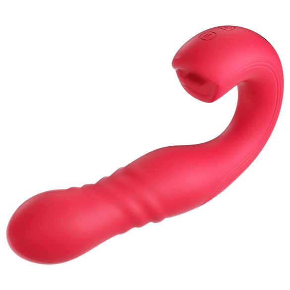 Honey Play Box Joi Thrust 2 - vibrators ar lökšanas un laizīšanas funkciju sarkans