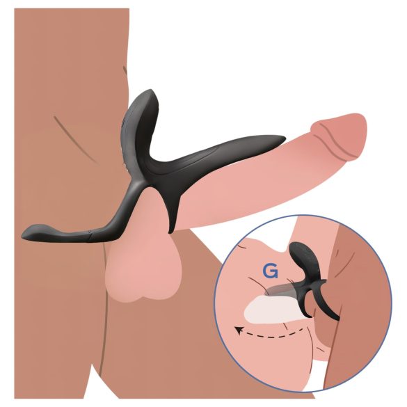 Honey Play Box vibrējošs vīriešu gredzens ar tālvadību, melns