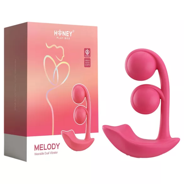 Honey Play Box Melody - lietotnes vadāms pērļots 2‑in‑1 vibrators (sarkans)