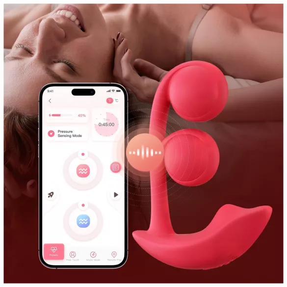 Honey Play Box Melody - lietotnes vadāms pērļots 2‑in‑1 vibrators (sarkans)