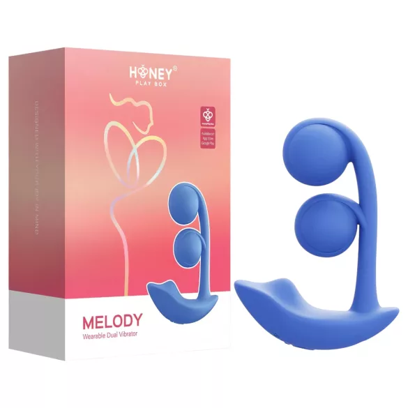 Honey Play Box Melody - lietotnes vadāms pērļots 2‑in‑1 vibrators (zils)