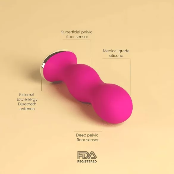 Perifit - ar lietotni vadāma vibrējoša geišas bumbiņa (rozā)