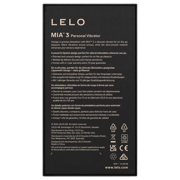 LELO Mia 3 - vibrators lūpu krāsas formā ceļošanai melns