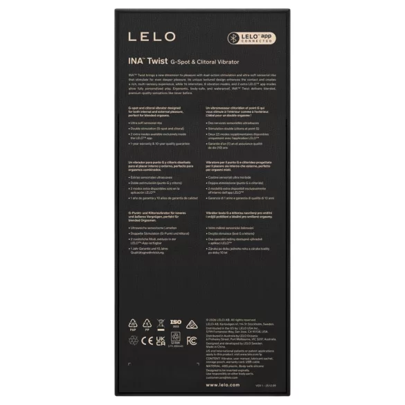 LELO INA Twist - lietotnei pieslēdzams, ar klitora atzaru aprīkots G-punkta vibrators (violets)