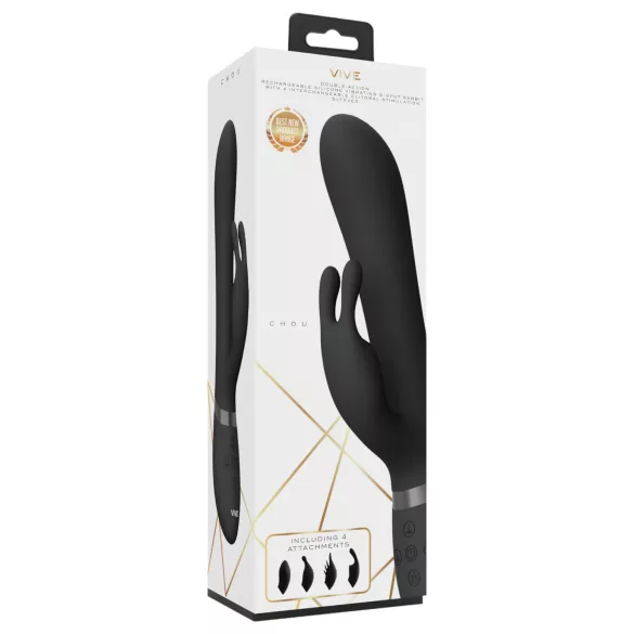Vive Chou - 4in1 vibrators ar klitora stimulatoru melns